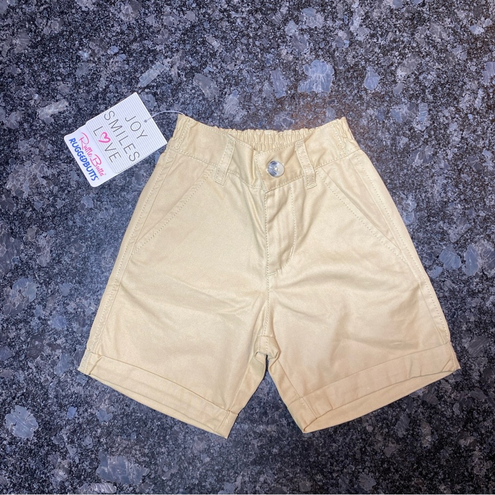 RuggedButts Boys Toddler Size 12-18 Months Beige Khaki Shorts NWT